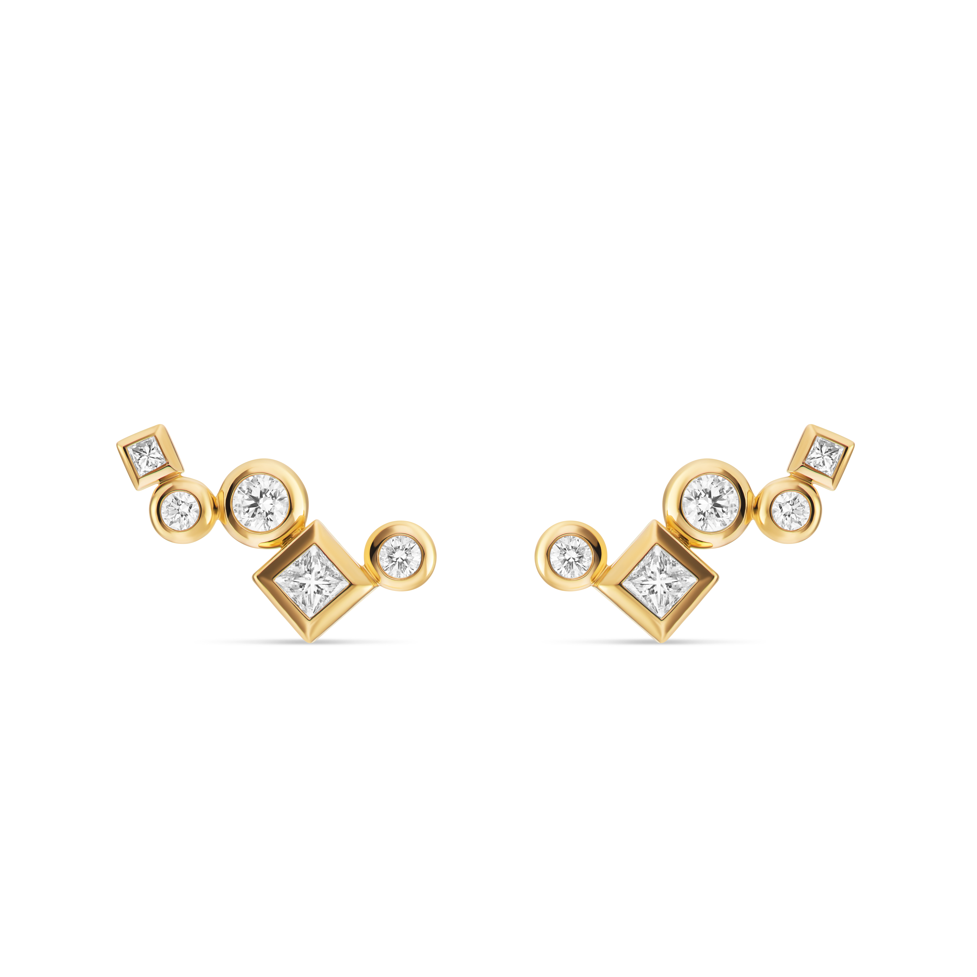 Petite Modern Renaissance® Climber Earrings in 18K Yellow Gold with Diamonds, 15mm