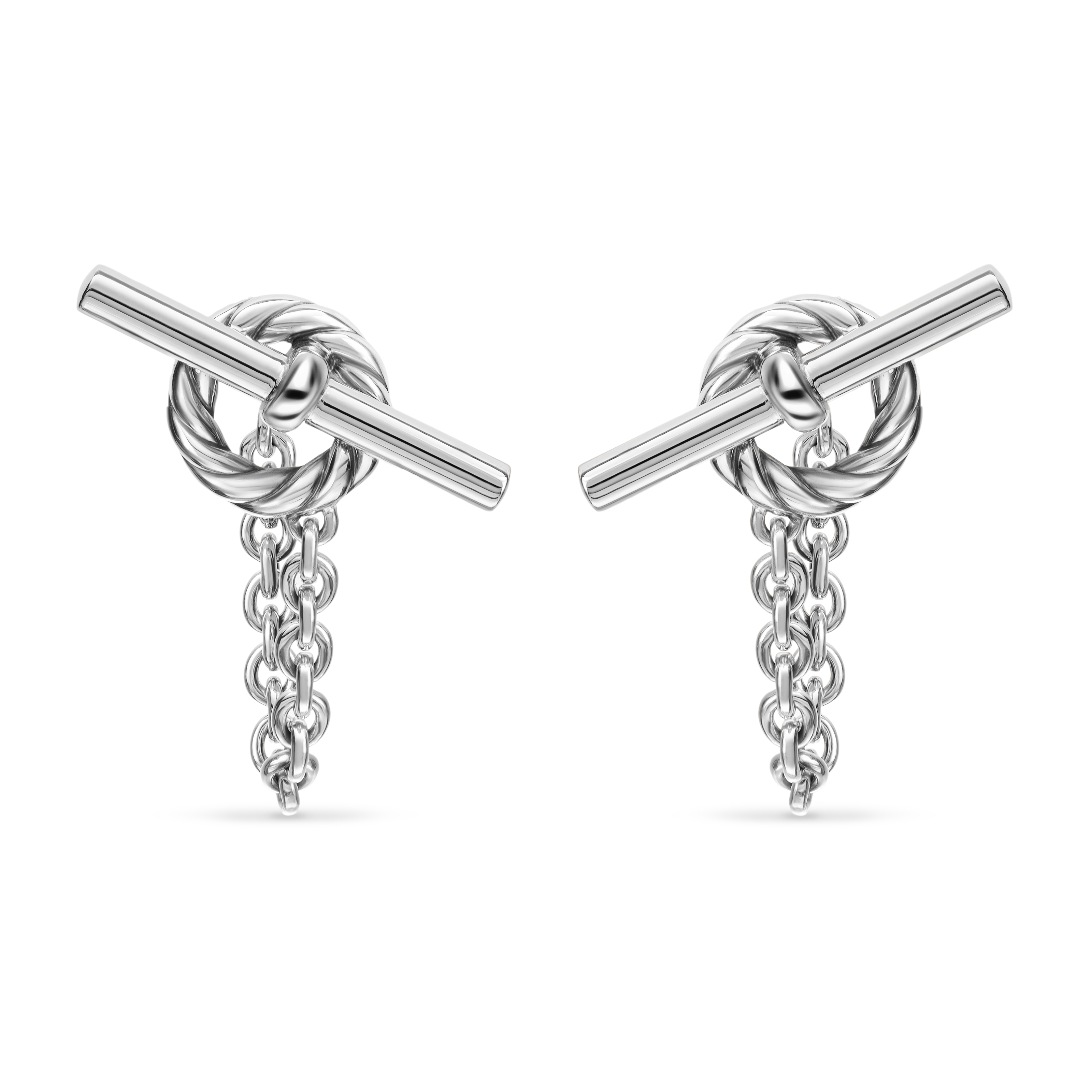 DY Mercer® Bold Toggle Chain Stud Earrings in Sterling Silver, 50.4mm