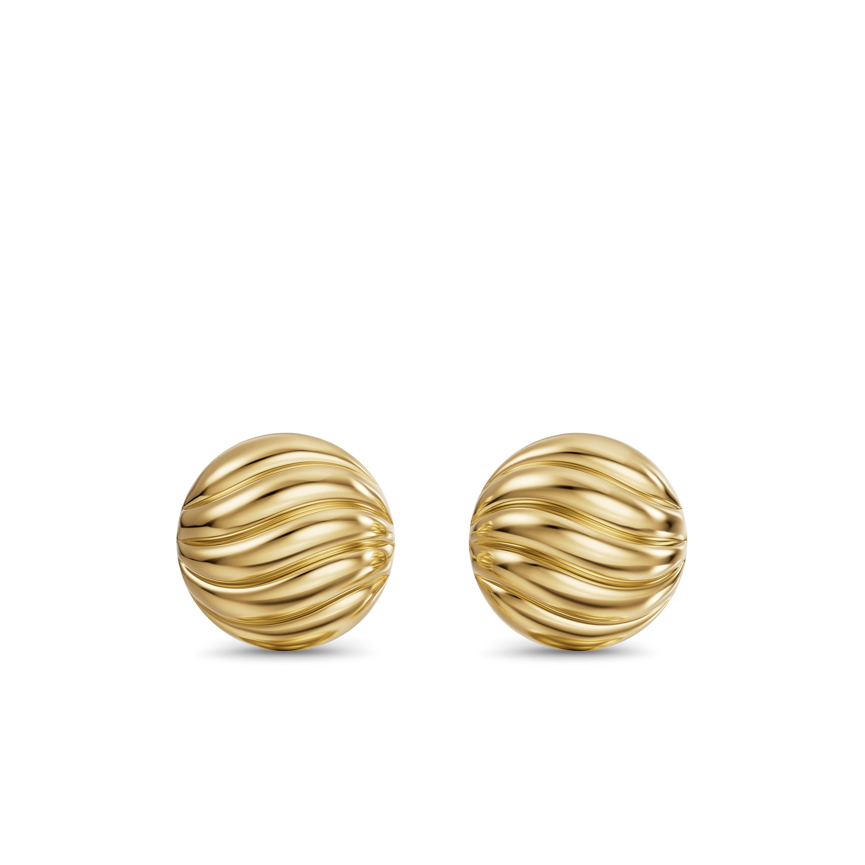 Sculpted Cable Stud Earrings in 18K Yellow Gold, 9mm