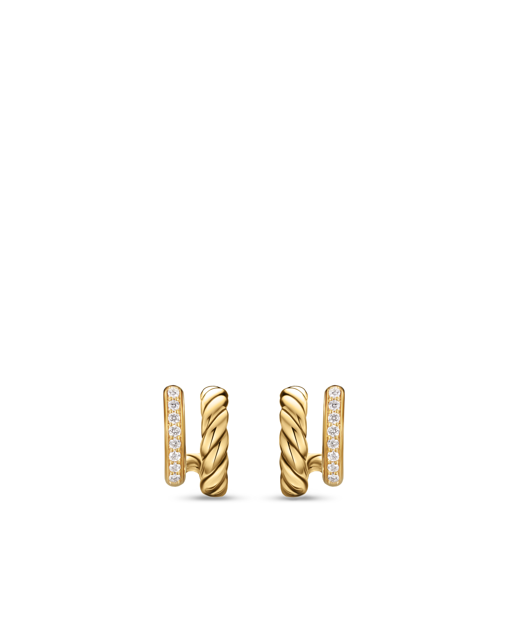 DY Mercer® Two Row Hoop Earrings in 18K Yellow Gold with Diamonds, 12mm
