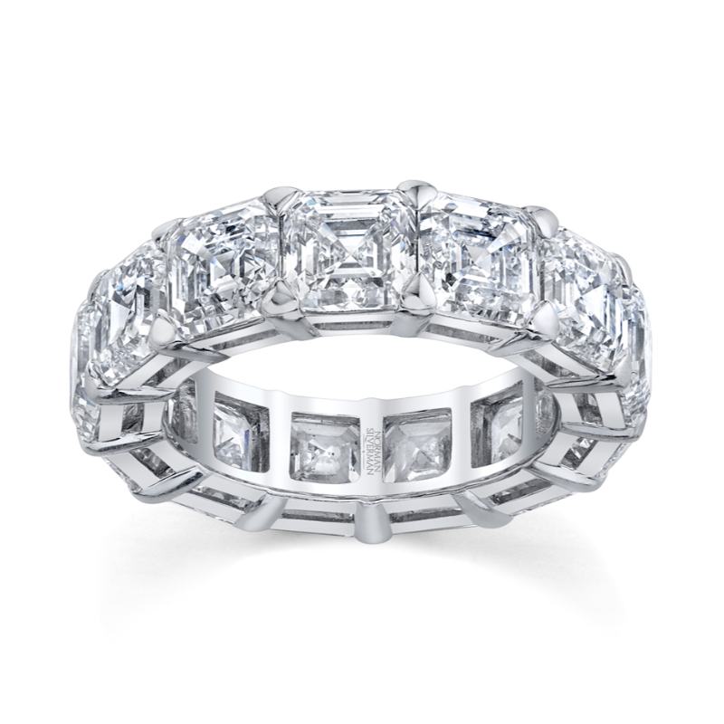 13.22 Carat Platinum Asscher Cut Eternity Band