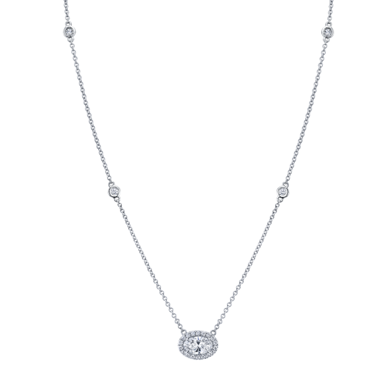 Petite Oval Cut Diamond Pendant