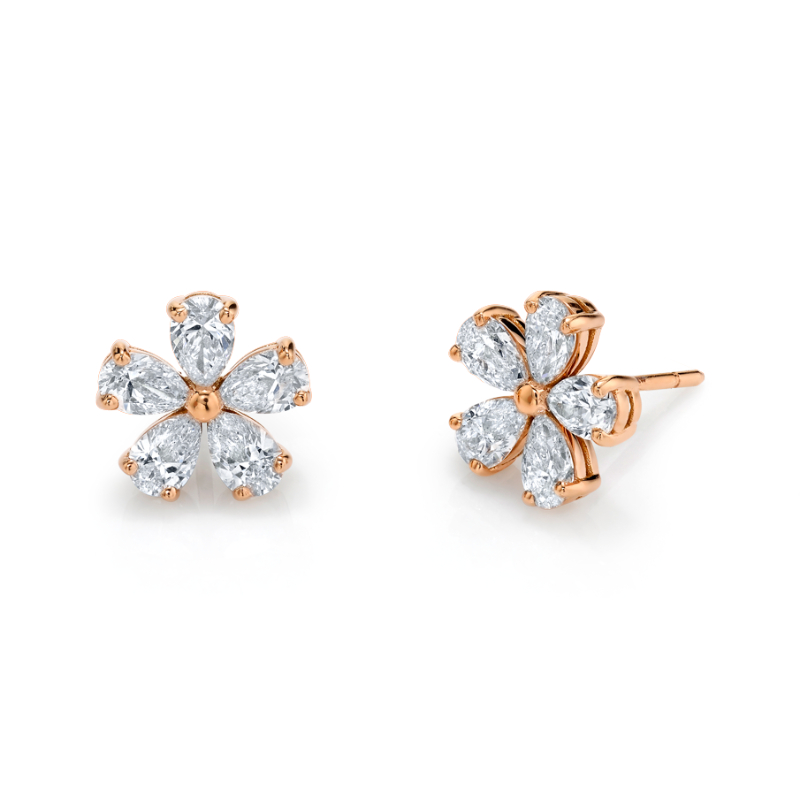 Diamond Floret Earrings in 18k Yellow Gold