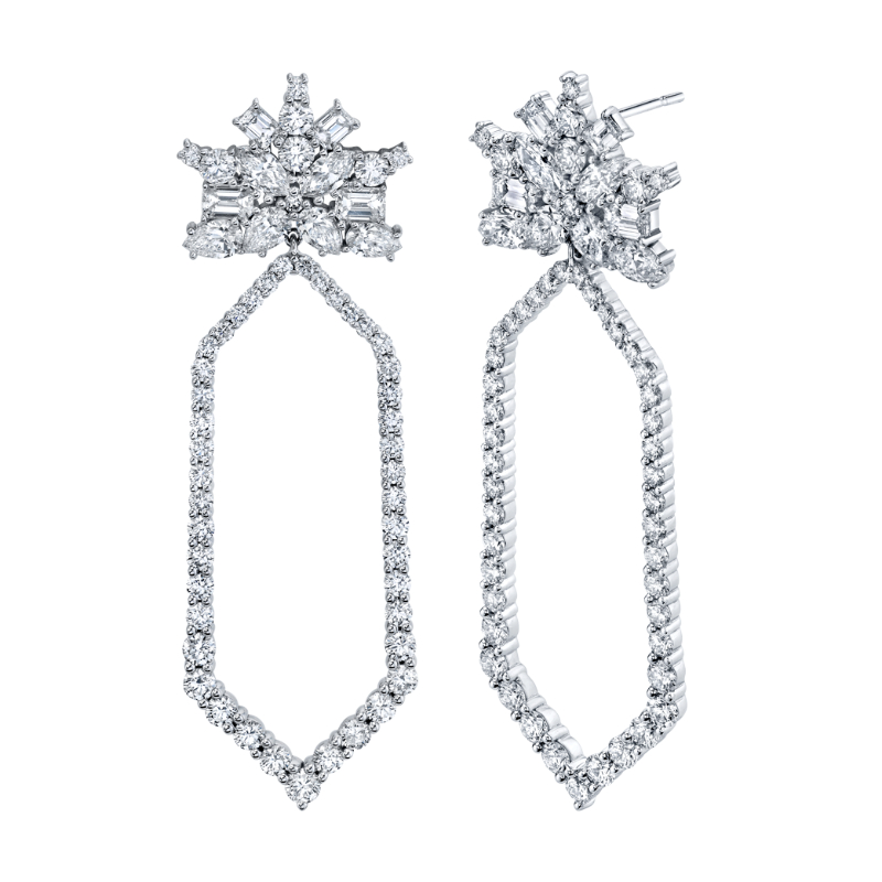 Contemporary Art Deco Diamond Earrings