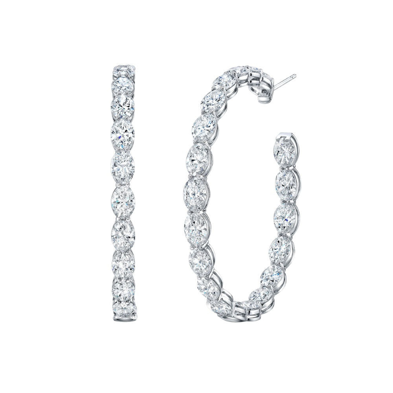 Oval-cut Diamond Hoop Earrings