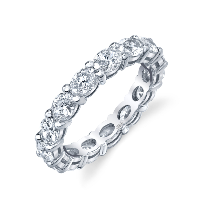 East-West Oval Cut Platinum Eternity Band