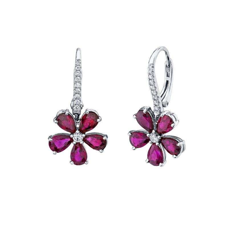 Floret Ruby Drop Earrings