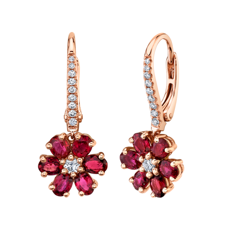 Floret Ruby Drop Earrings