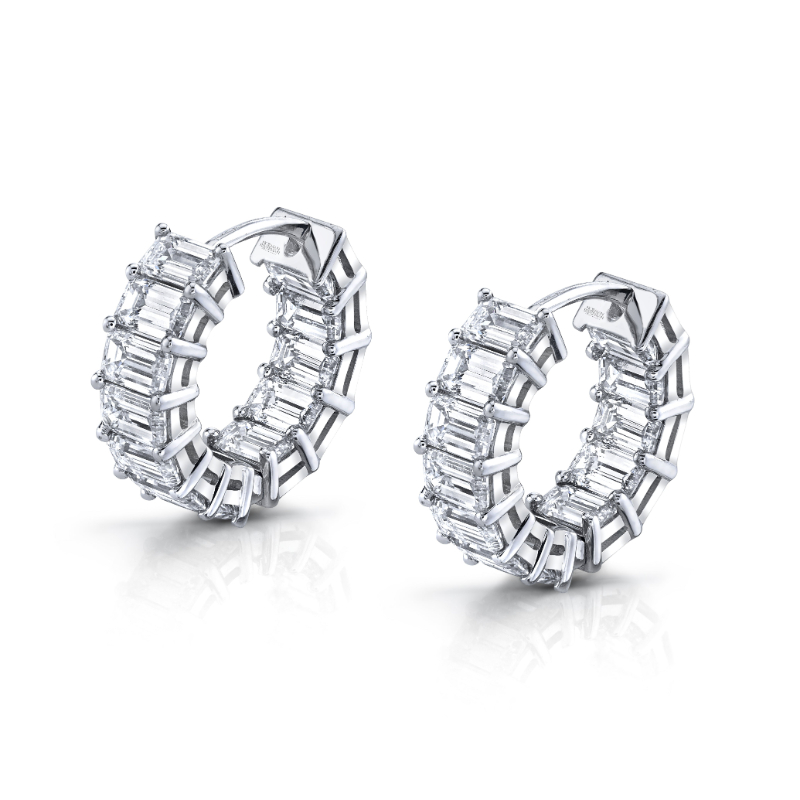 Norman Silverman Signature Diamond Huggies in White Gold