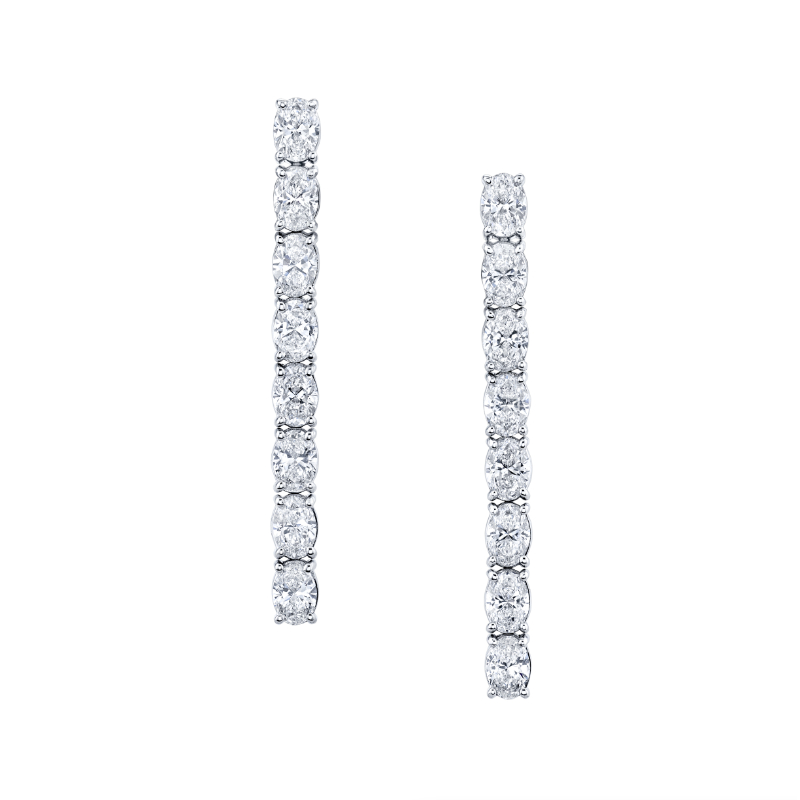 5 Carat Single Row Oval Diamond Dangle Earring