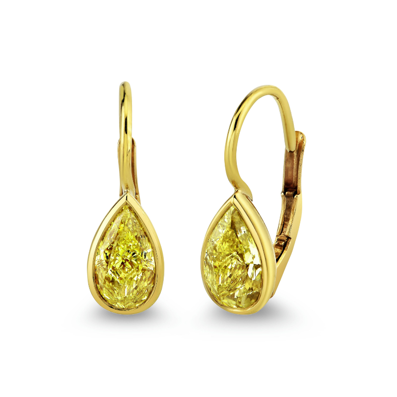 Fancy Yellow Pear Shape Diamond Earrings