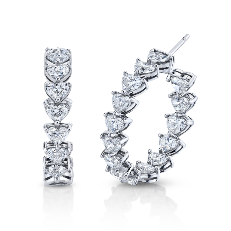 5.94 Carat Heart Shaped Hoop Earrings