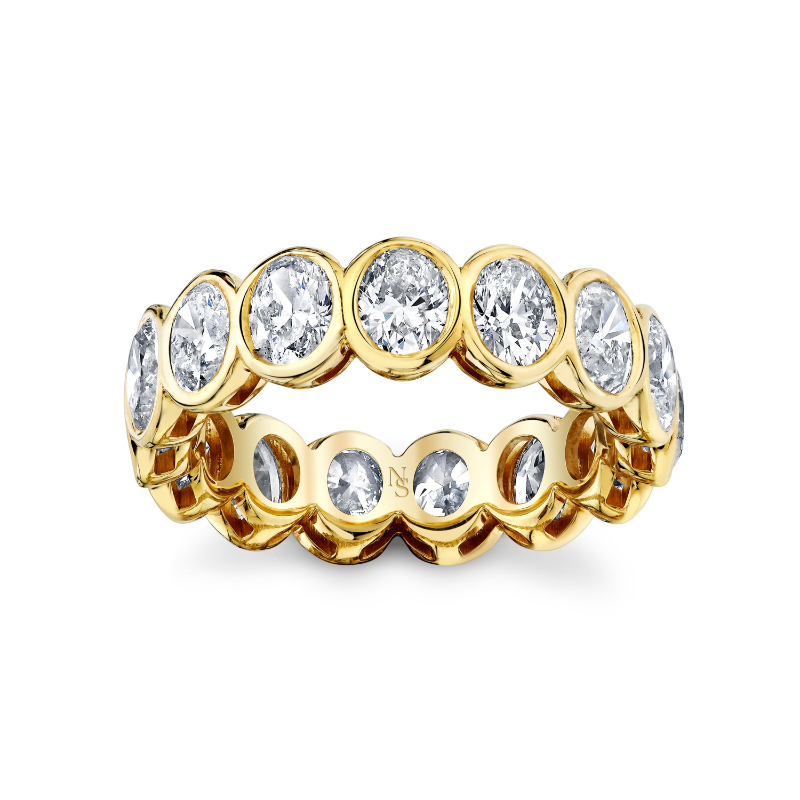 Oval Diamonds Bezel Set Eternity Band