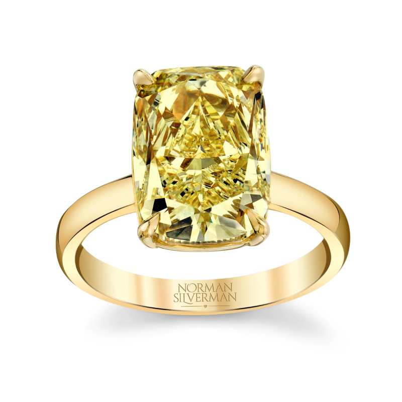 Fancy Light Yellow Cushion Cut Diamond Ring