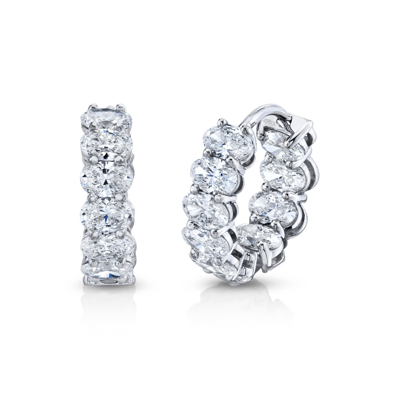 East West Oval Shape Huggie Earring