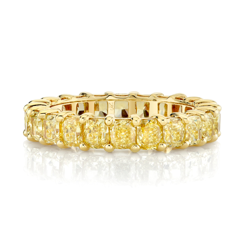 Fancy Vivid Yellow Cushion Cut Diamond Eternity Band