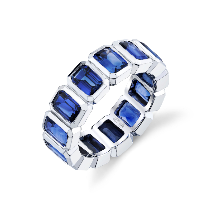 Blue Sapphire 18k White Gold Eternity Band