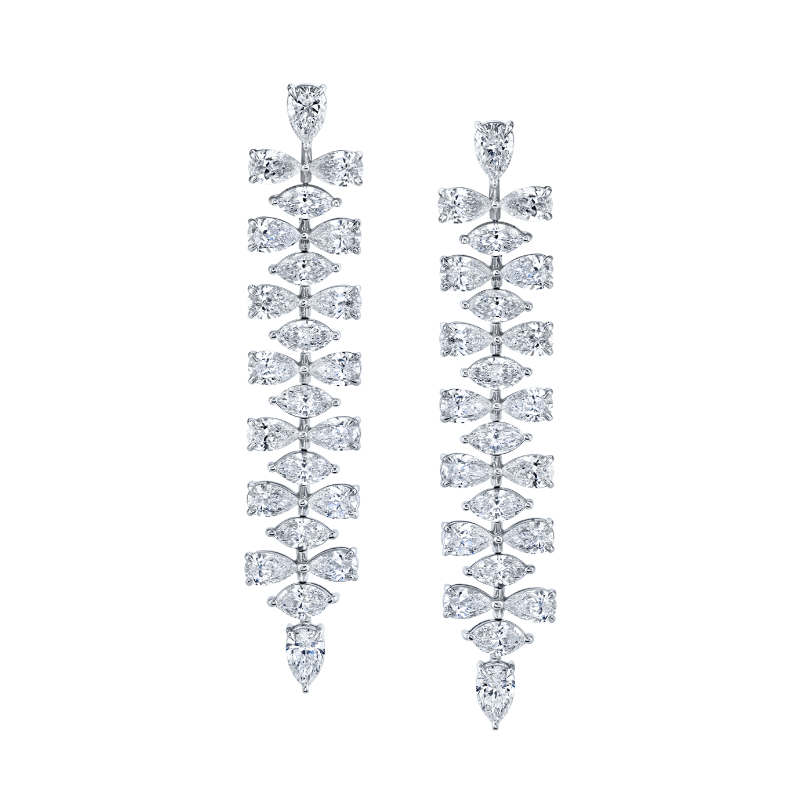 Marquise and Pear Shape Diamonds Dangle Earrings