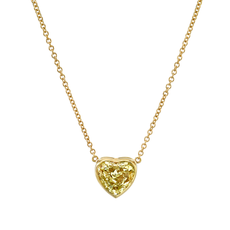 Heart Shape Yellow Diamond Pendant
