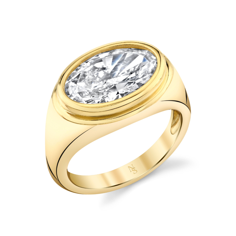 Bezel-set Oval Cut Diamond Ring