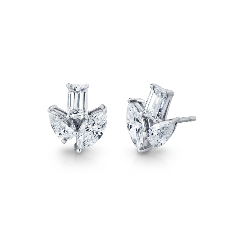 Multi  Shape Diamond Stud Earrings
