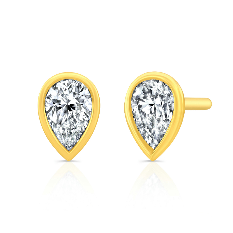 Pear Shape Diamond Bezel Studs