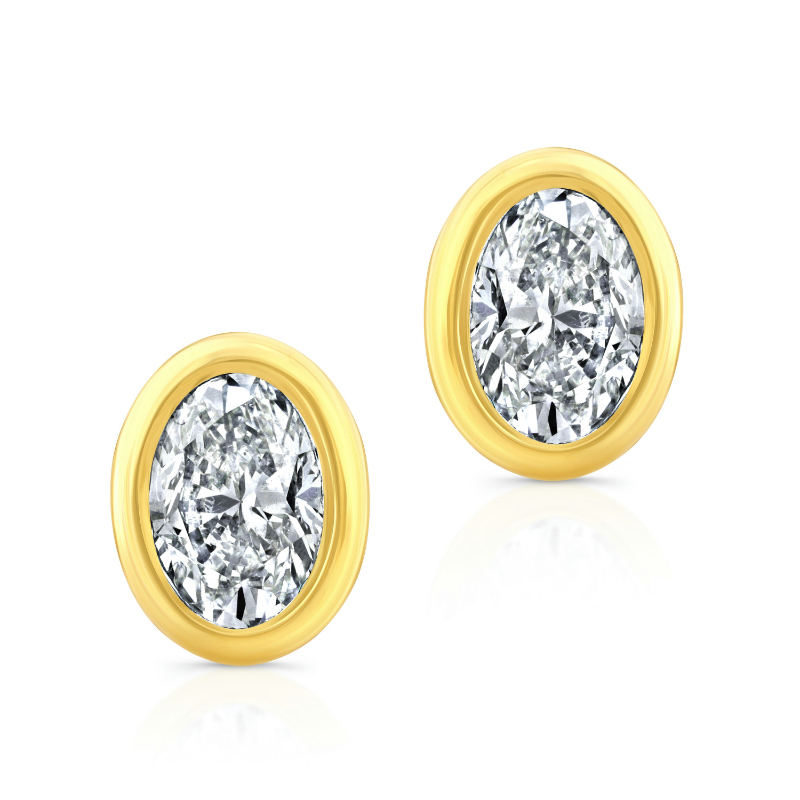 Oval Cut Diamond Bezel Studs