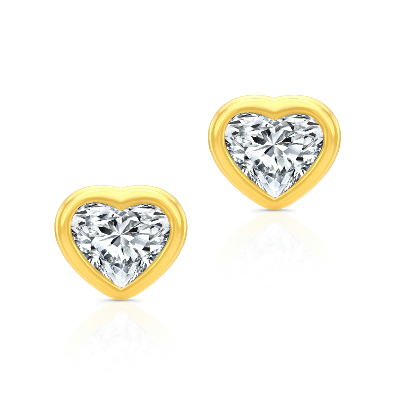 Heart Shape Diamond Bezel Studs