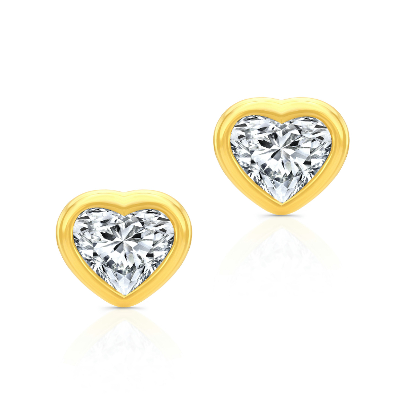 Heart Shape Diamond Bezel Studs