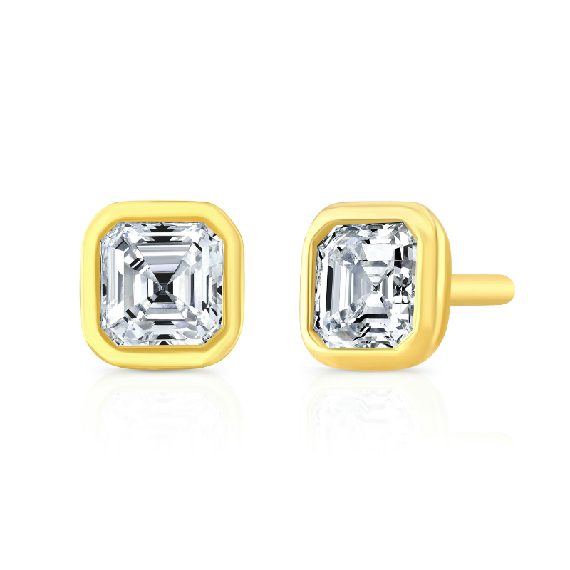 Asscher Cut Diamond Bezel Studs