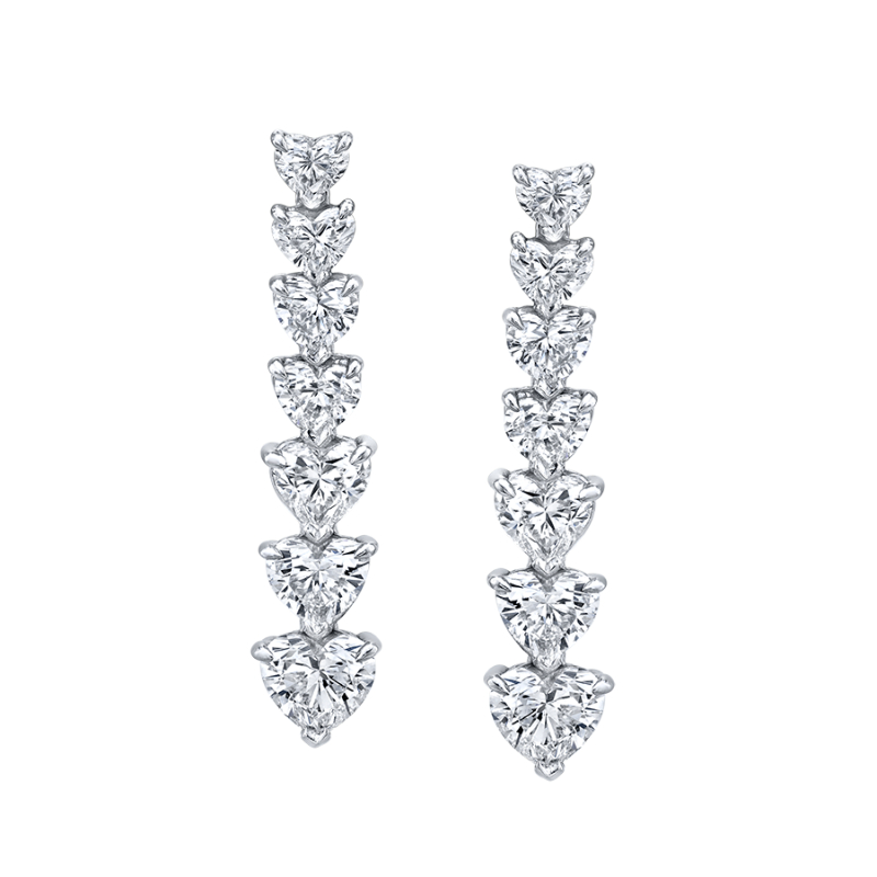 5 Carat Heart Shape Diamond Vine Dangle Earrings