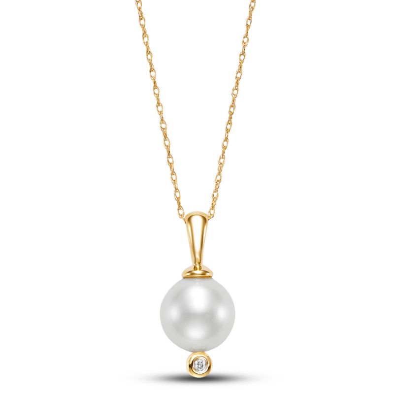 Diamond Bezel Pearl Pendant