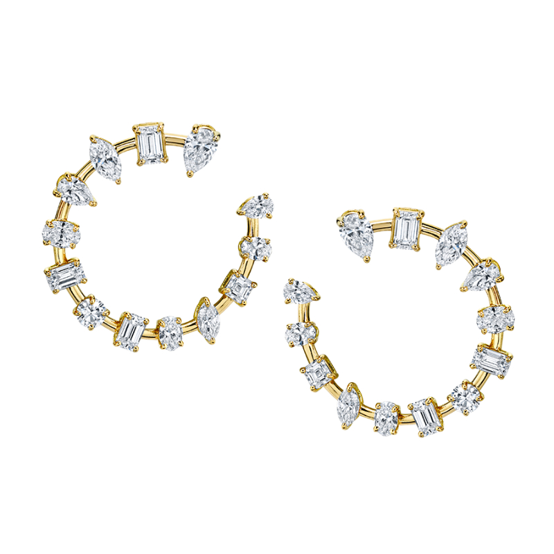 4 Carat Alternating Diamond Hoop Earrings