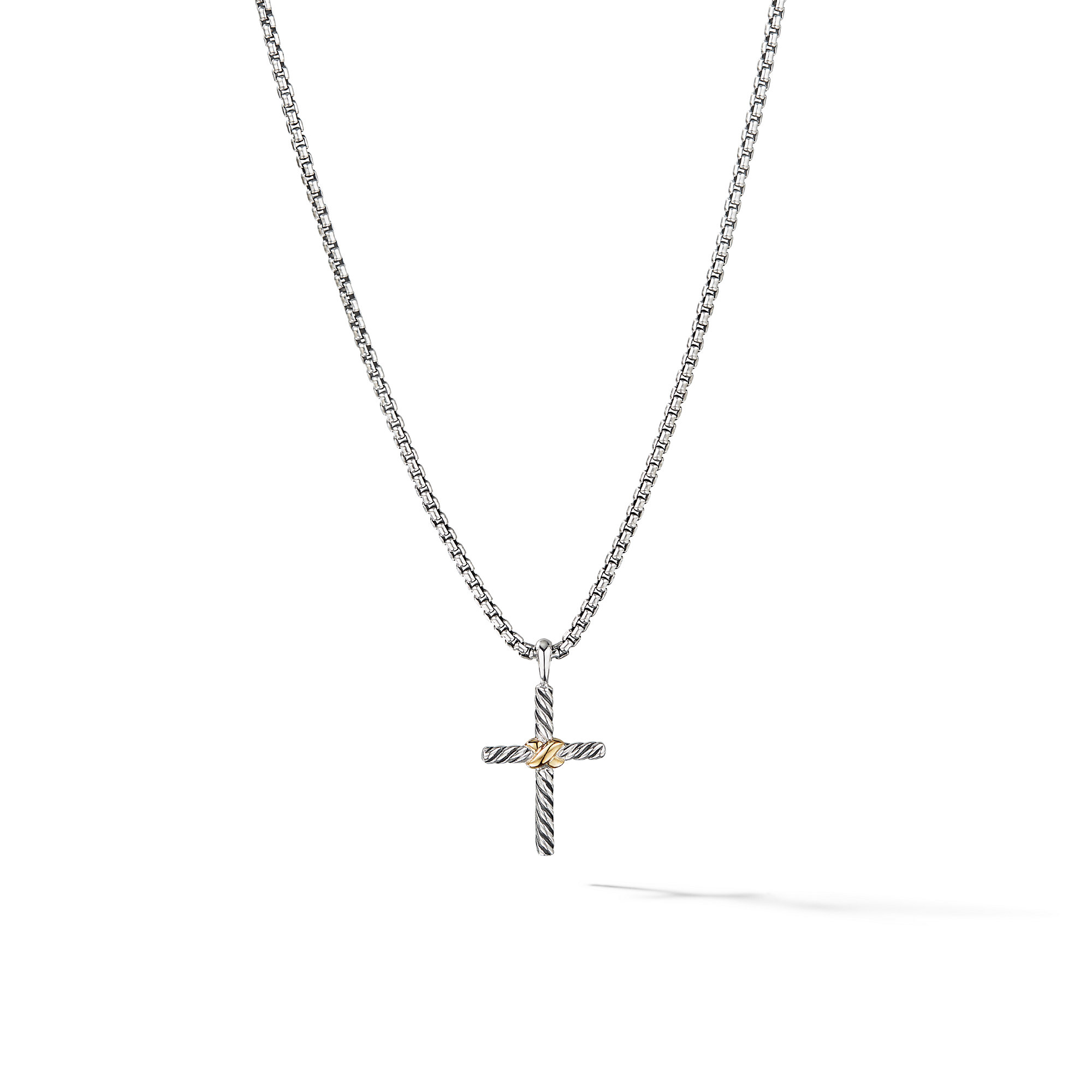 Petite X Cross Necklace in Sterling Silver with 14K Yellow Gold, 24mm