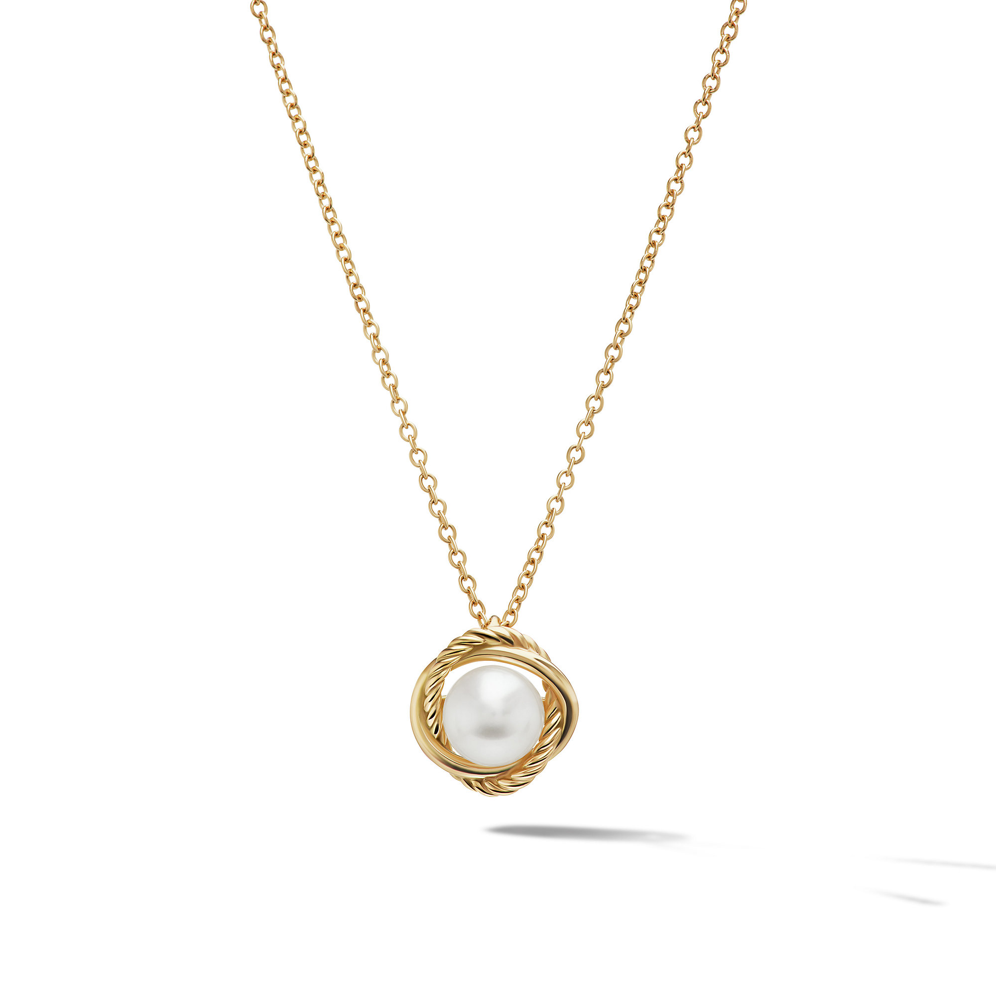 Infinity Pendant Necklace in 18K Yellow Gold with Pearl, 10mm