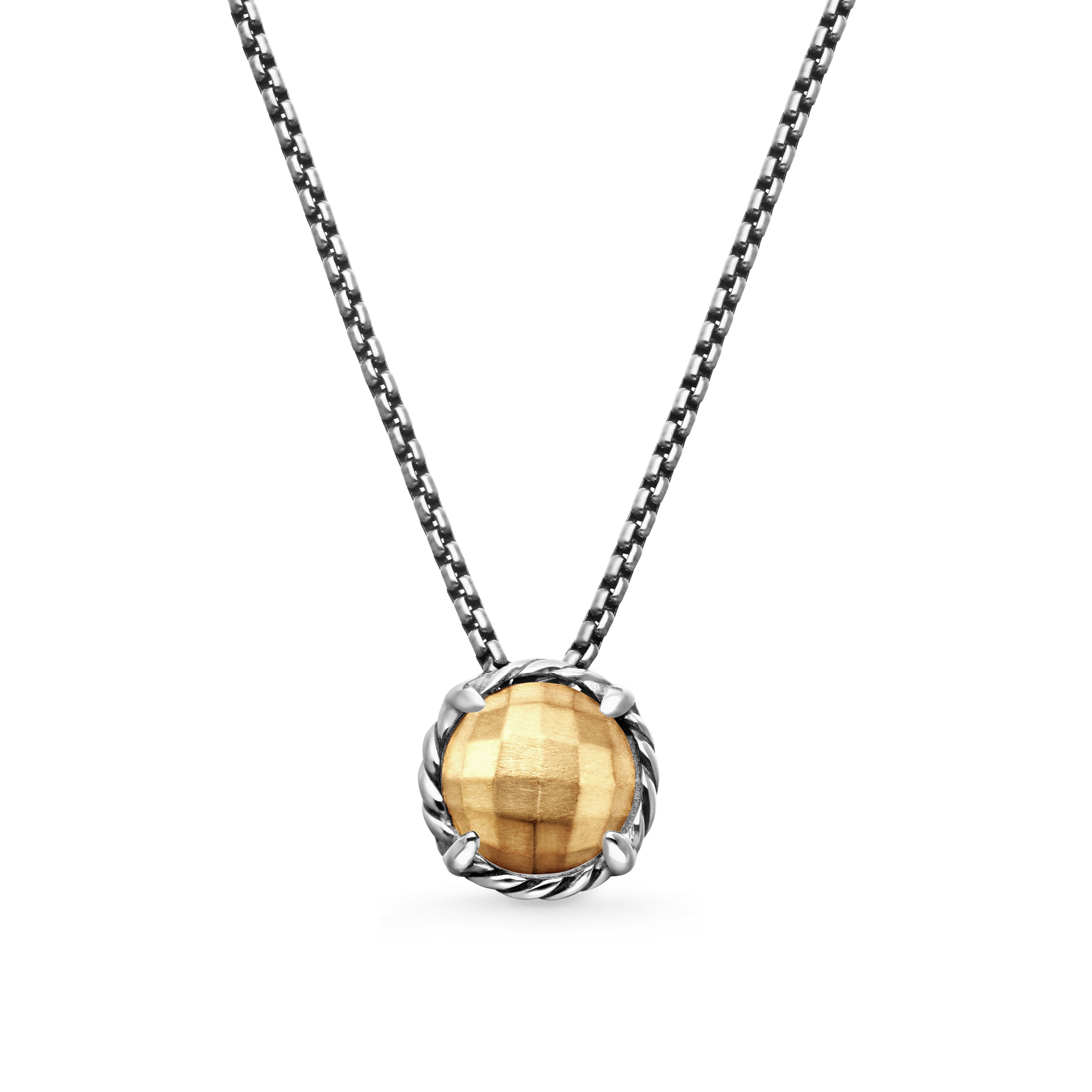 Petite Chatelaine® Necklace in Sterling Silver with 18K Yellow Gold Dome, 10mm