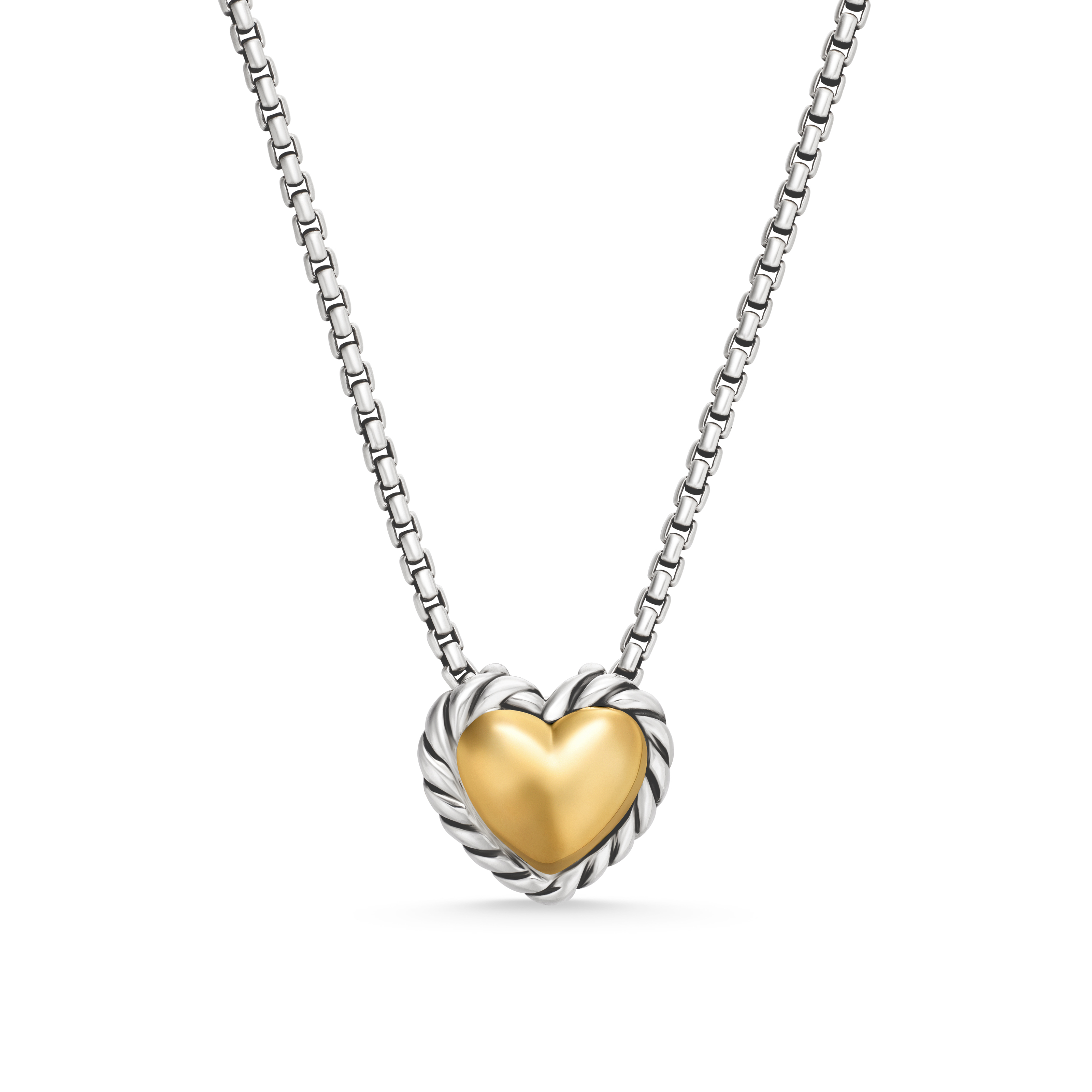 Cable Collectibles® Cookie Classic Heart Necklace in Sterling Silver with 18K Yellow Gold
