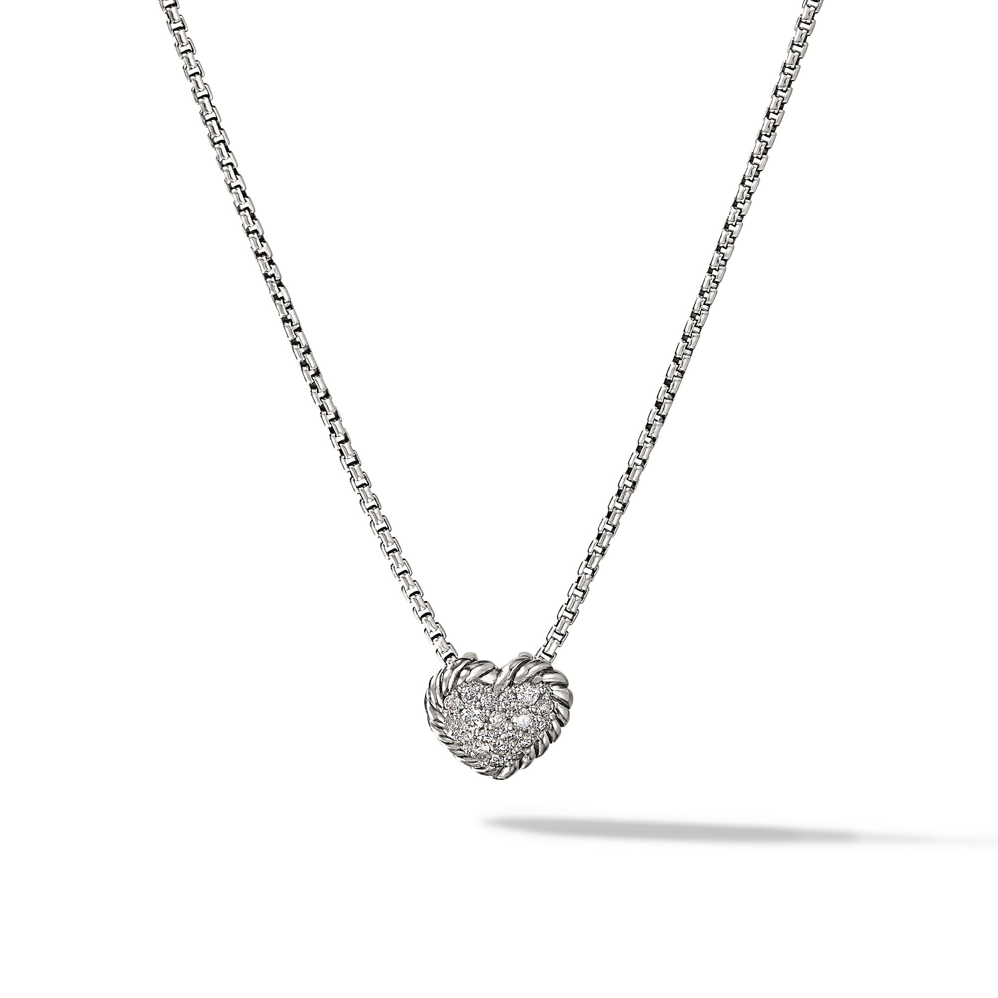 Petite Pave Heart Pendant Necklace with Diamonds