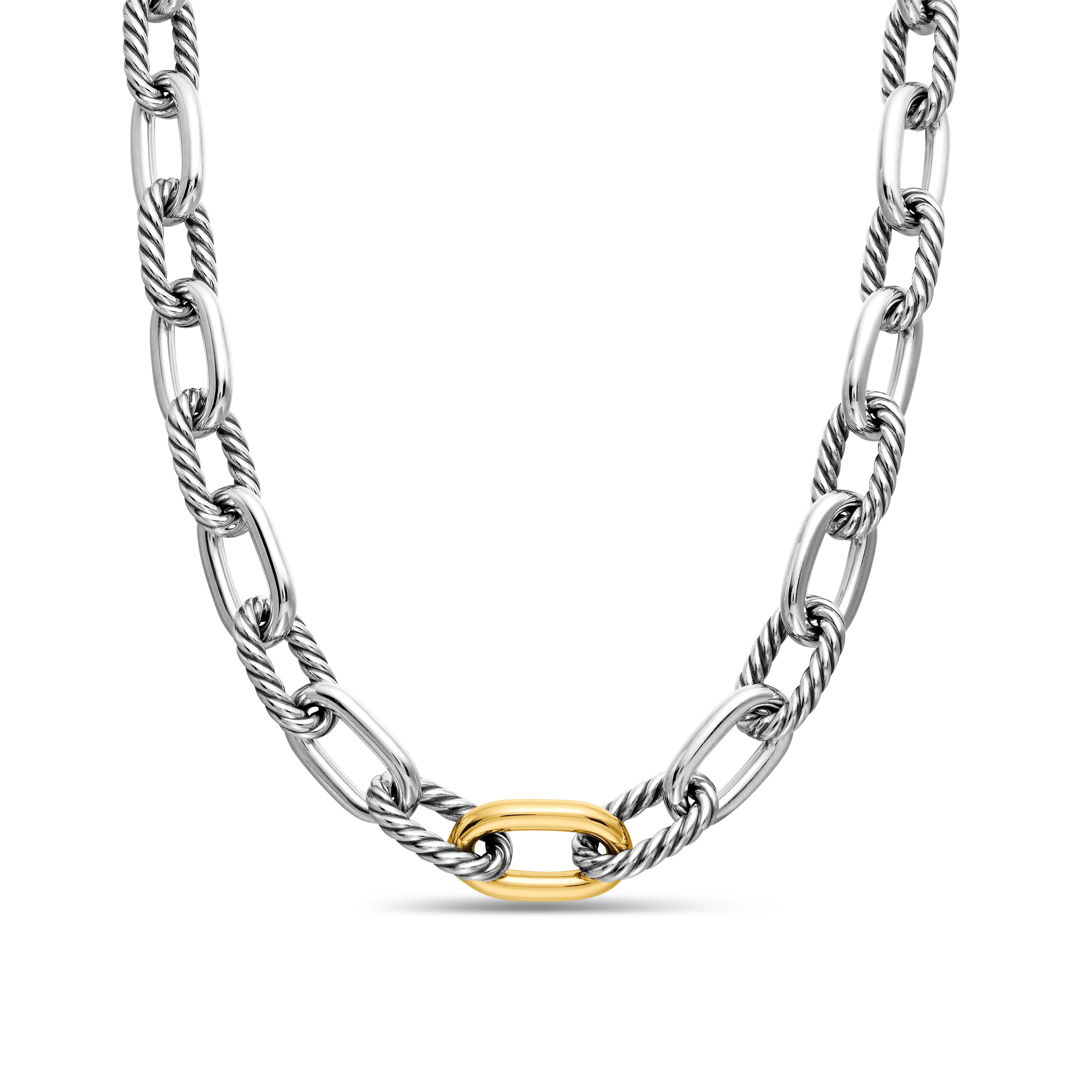 DY Madison® Chain Necklace in Sterling Silver with 18K Yellow Gold, 13.5mm