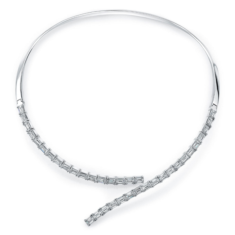 18.58 Carat 18k White Gold Diamond Choker Necklace