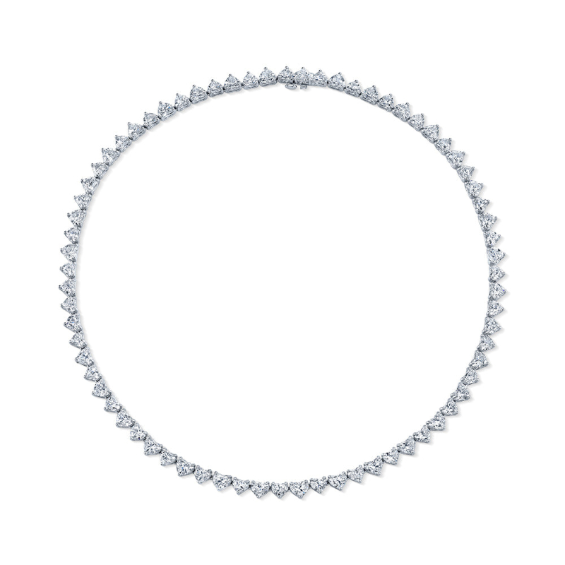 38 Carat 18k White Gold Carat Heart Shape Straight Line Necklace