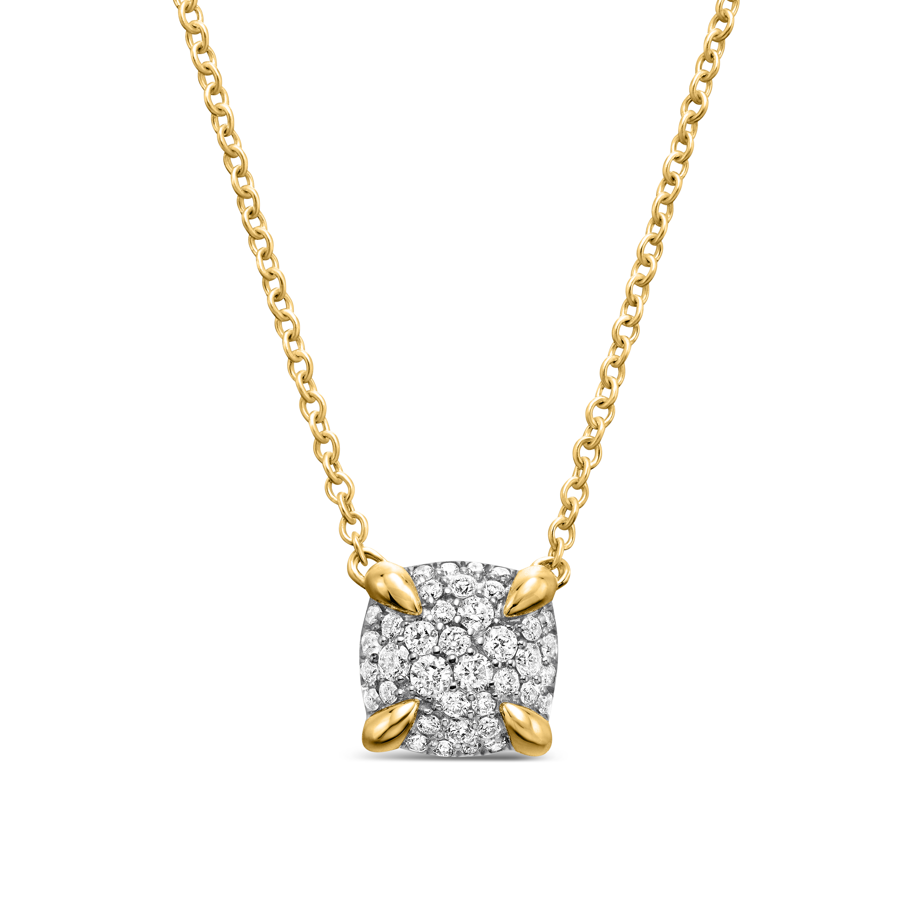 Chatelaine® Pendant Necklace in 18K Yellow Gold with Full Pave Diamonds