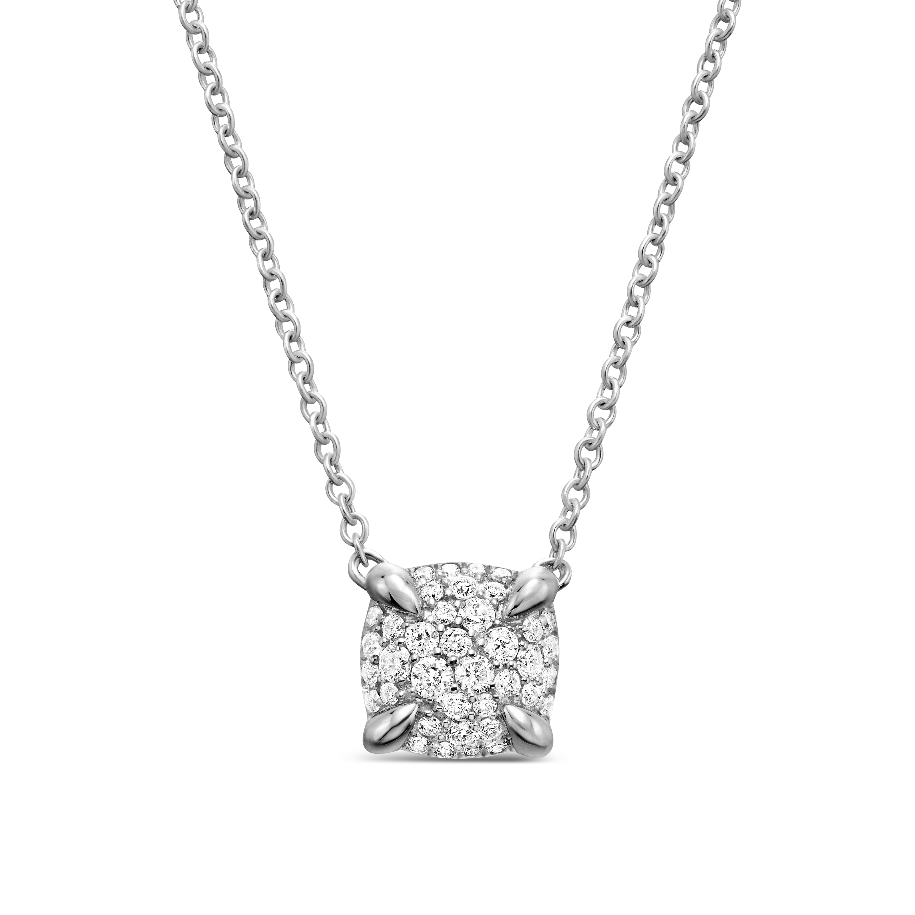 Petite Chatelaine® Pendant Necklace in Sterling Silver with Full Pave Diamonds