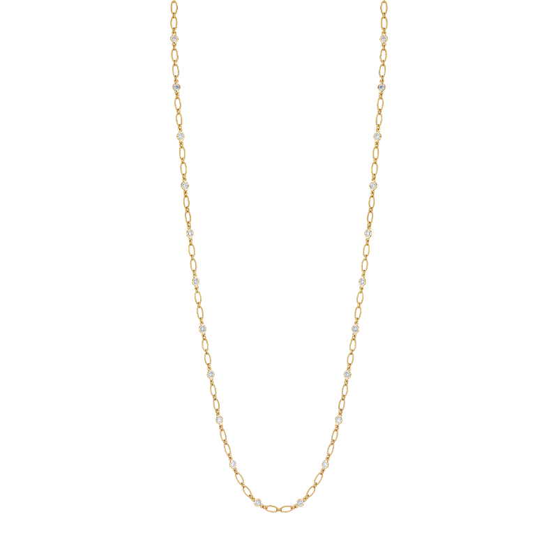 4 Carat White Yellow Rose Gold Round Brilliant Diamonds By the Yard Necklace