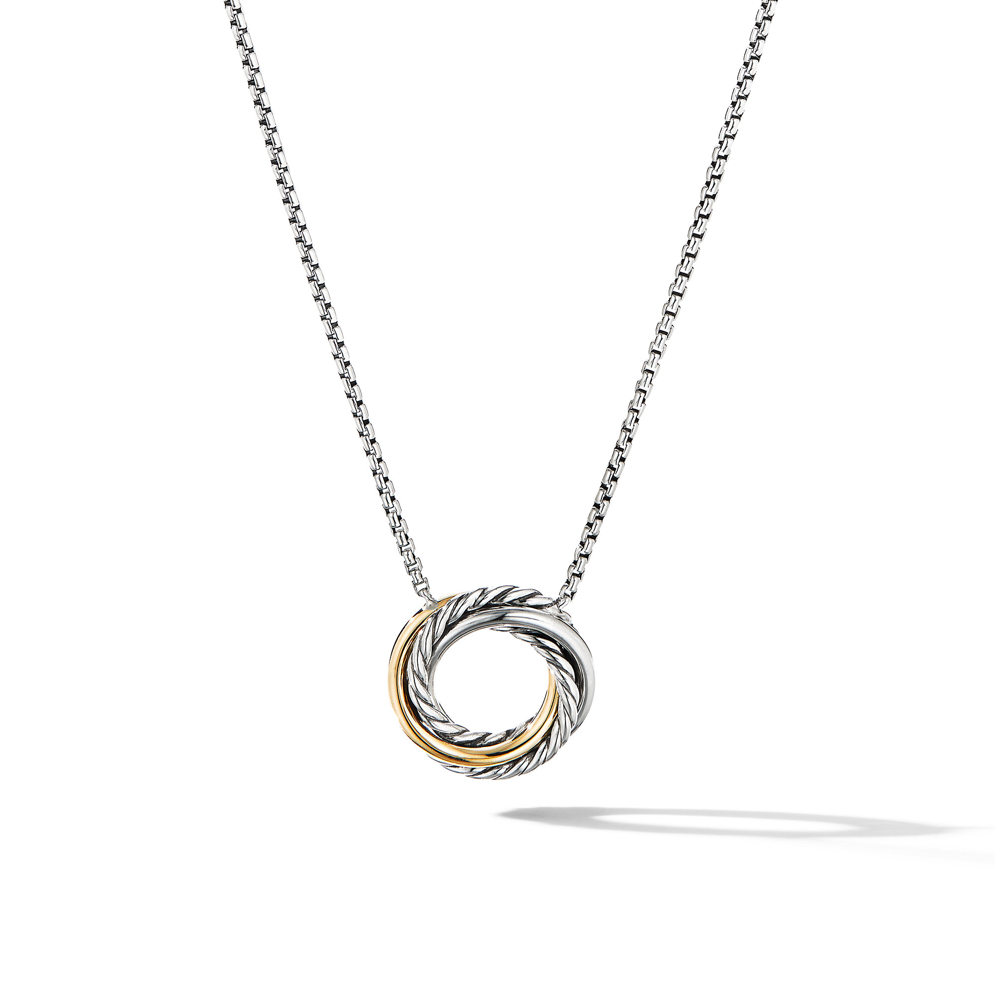 Crossover Pendant Necklace in Sterling Silver with 18K Yellow Gold, 14.5mm