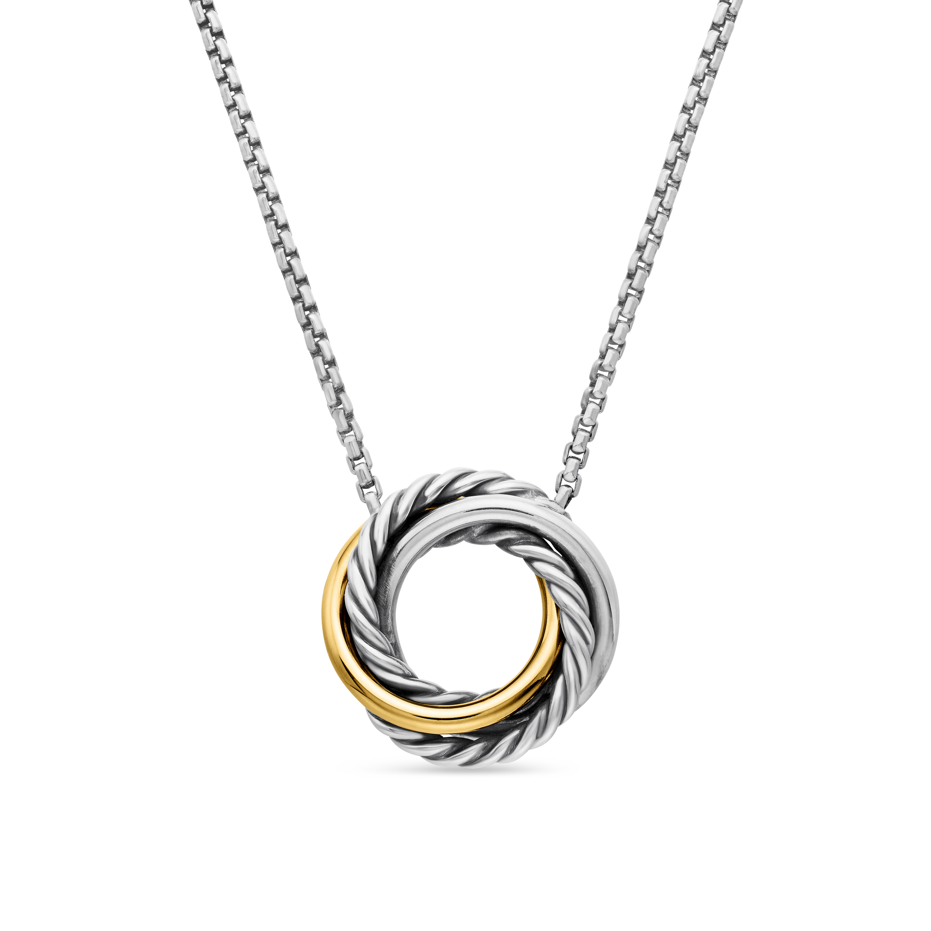 Crossover Pendant Necklace in Sterling Silver with 18K Yellow Gold