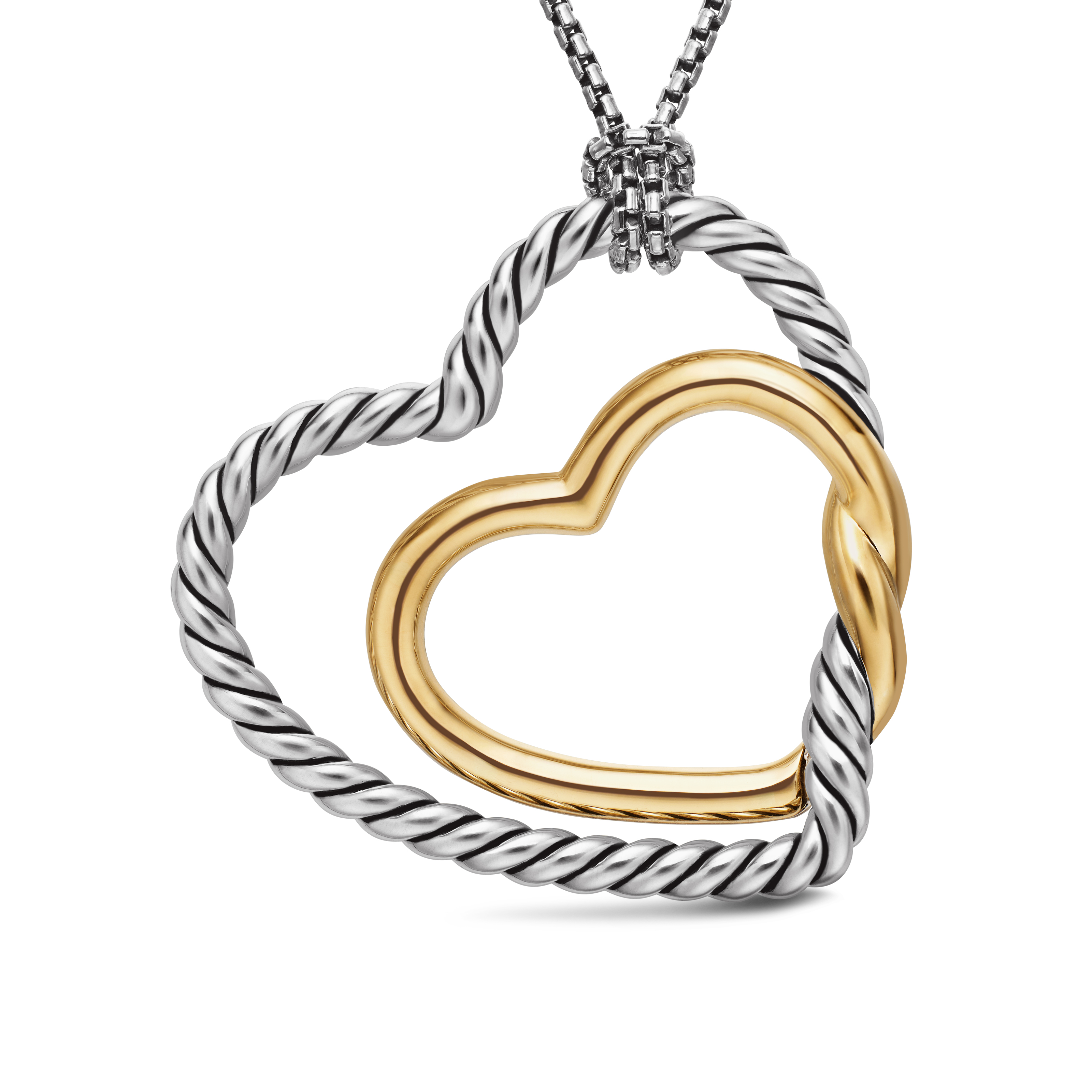 Continuance® Heart Necklace in Sterling Silver with 18K Yellow Gold, 38mm