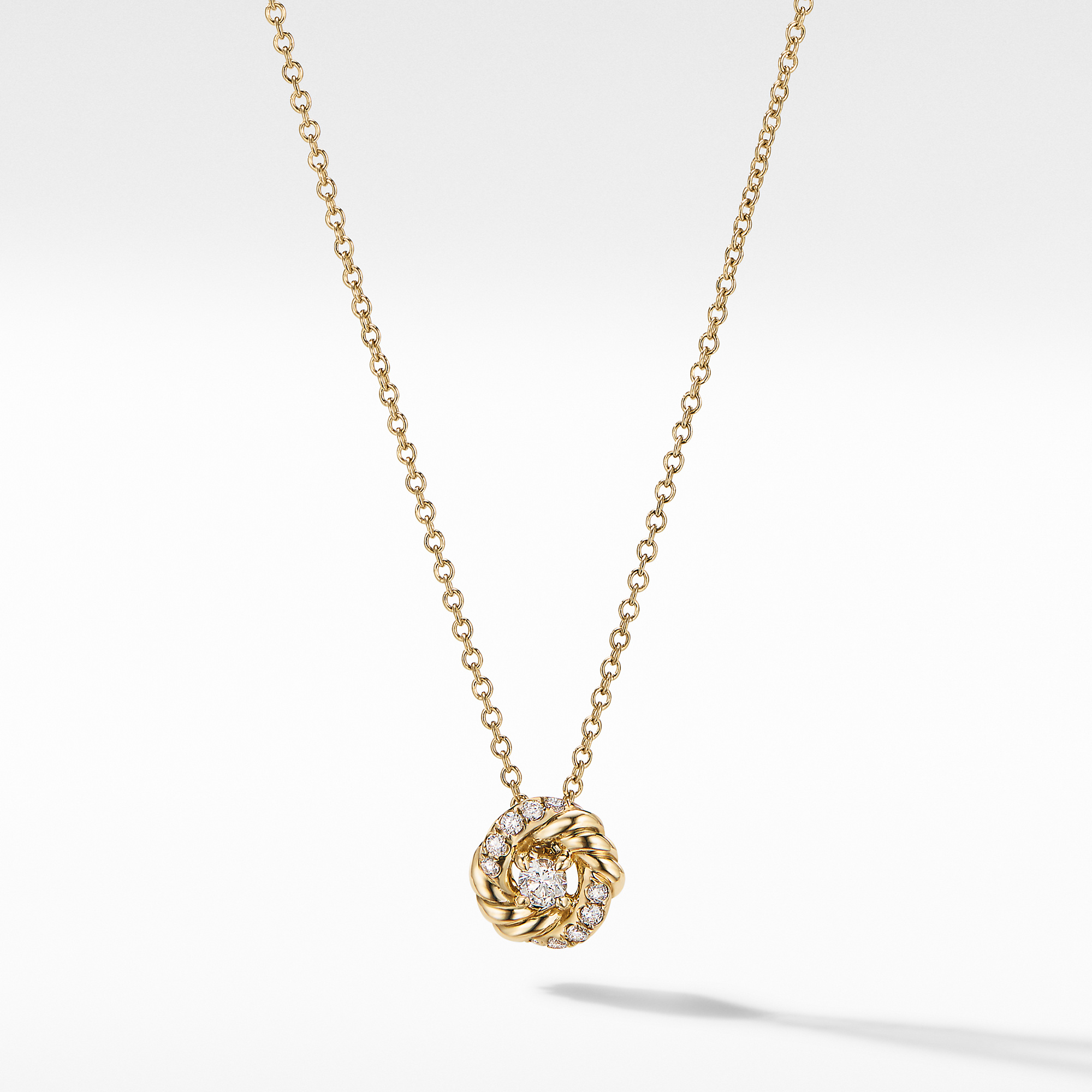 Petite Infinity Pendant Necklace in 18K Yellow Gold with Diamonds, 8mm