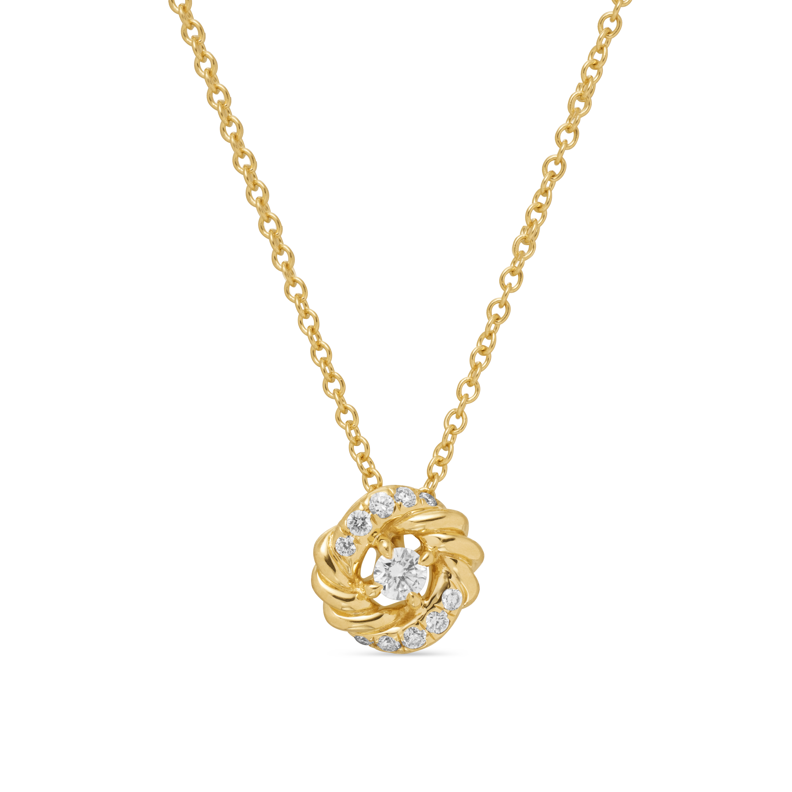 Petite Infinity Pendant Necklace in 18K Yellow Gold with Diamonds, 8mm