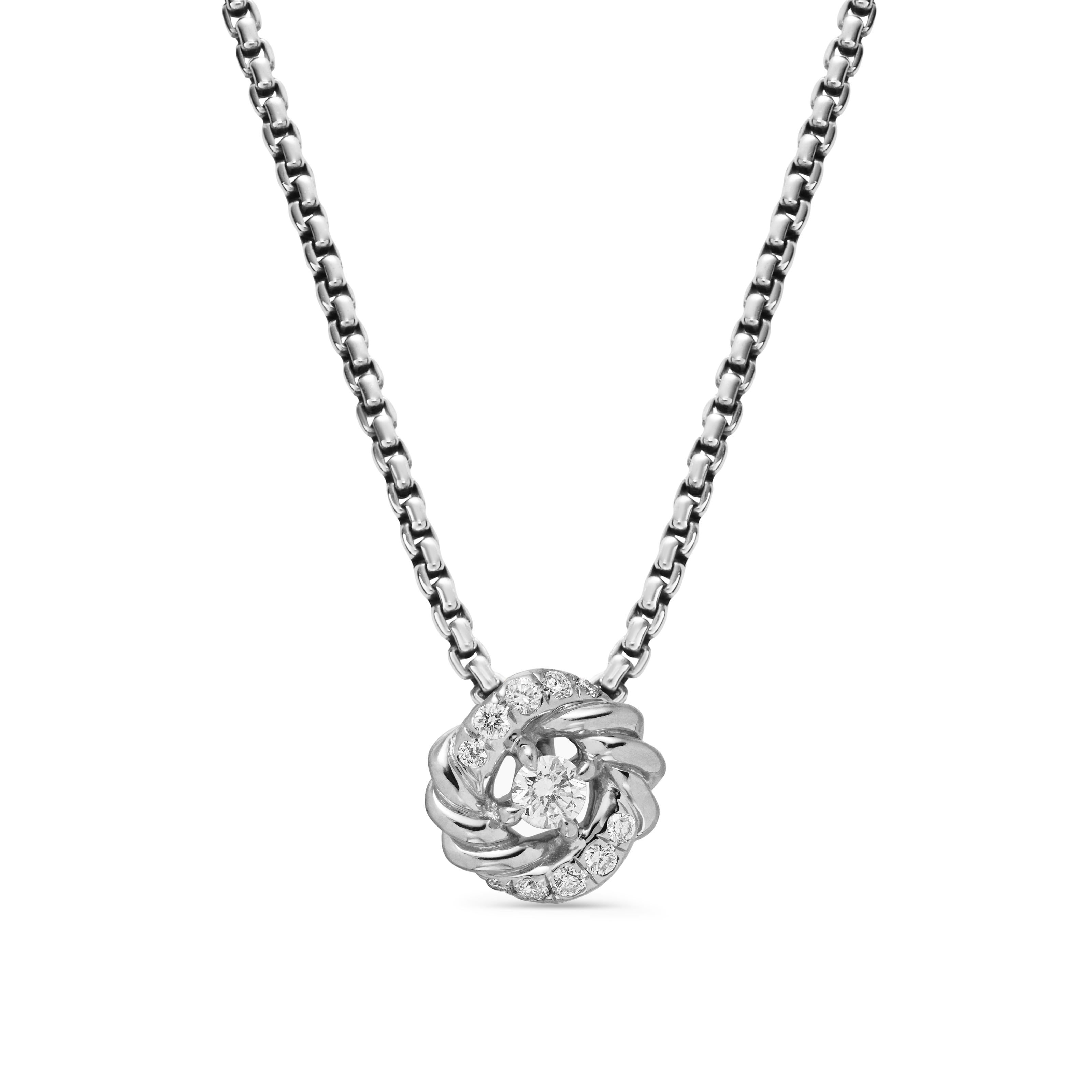 Petite Infinity Pendant Necklace in Sterling Silver with Diamonds, 8mm